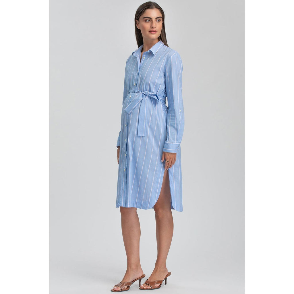 BIANCA - Abito Camicia Premaman e Allattamento in Cotone a Righe