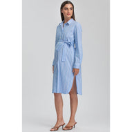 BIANCA - Abito Camicia Premaman e Allattamento in Cotone a Righe