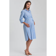 BIANCA - Abito Camicia Premaman e Allattamento in Cotone a Righe
