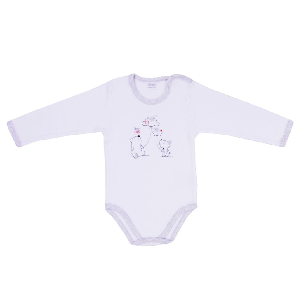 Ellepi - 2 Bodysuits with opening on the shoulder and long sleeves, 100% gray cotton