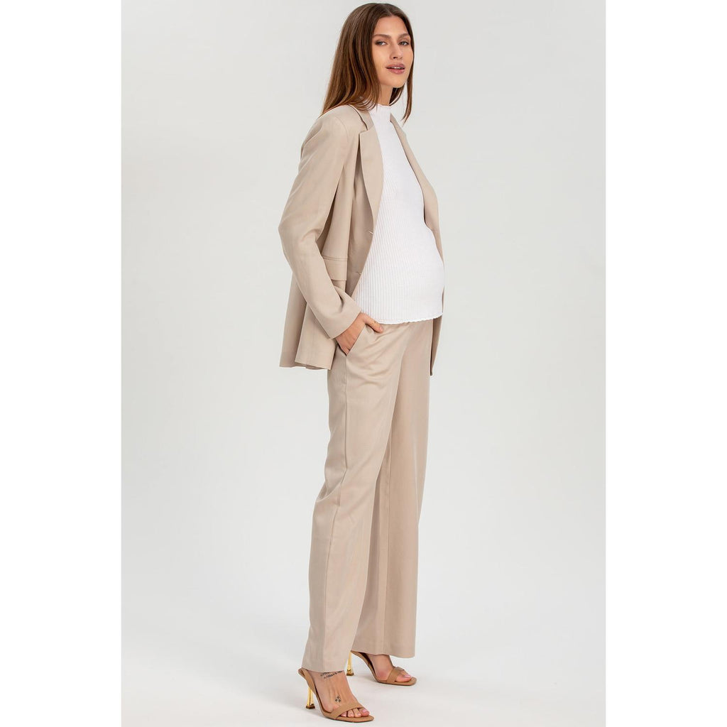 WARREN - Pantaloni Premaman a Gamba Larga Ice Beige