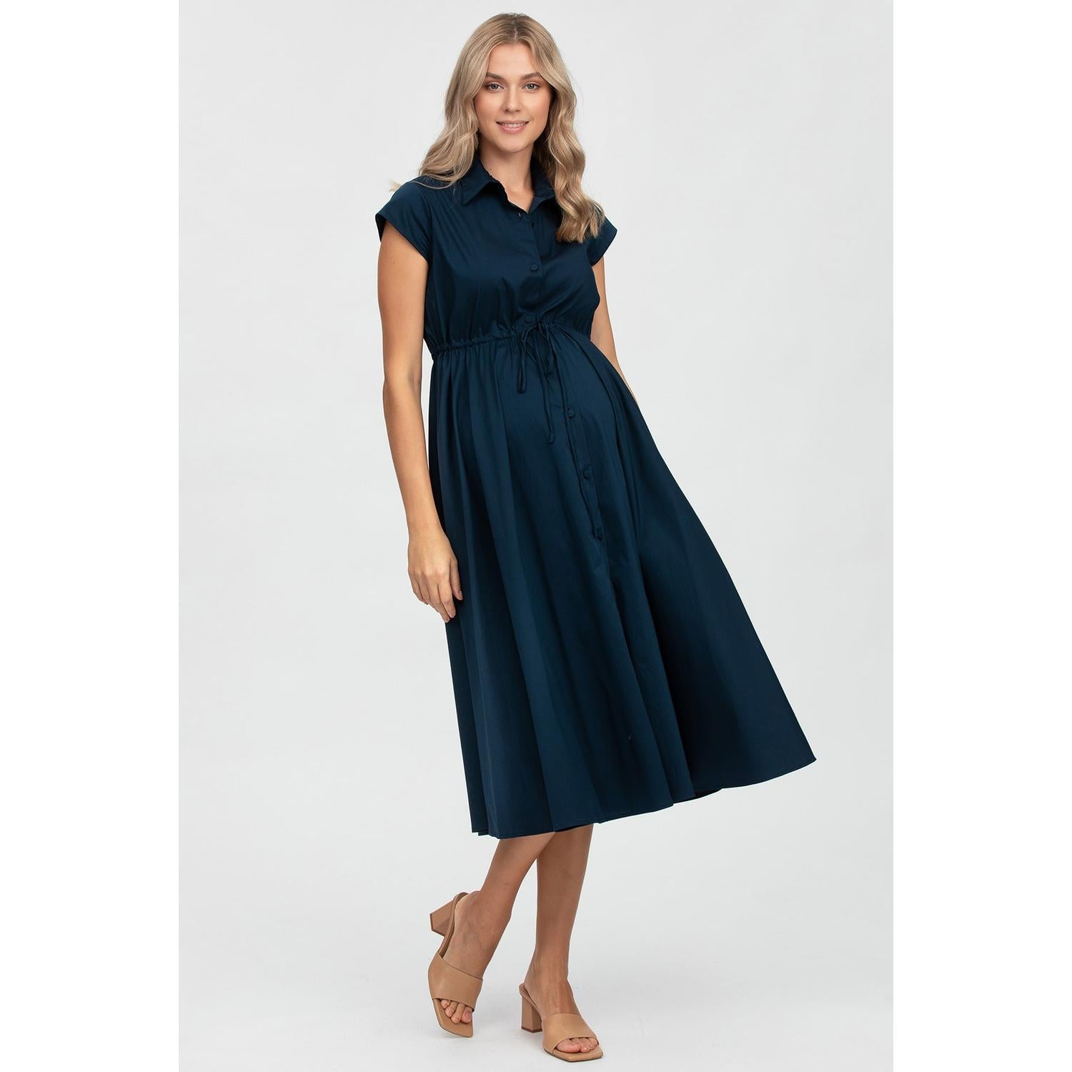 CELESTE - Abito Premaman in Cotone Blu Scuro