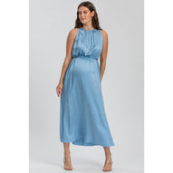CLARISSA - Maxi Abito Premaman Azzurro Cielo con Cintura Rimovibile