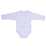 Ellepi - 2 Bodysuits with opening on the shoulder and long sleeves, 100% light blue cotton