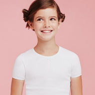 Ellepi - Maglia a maniche corte bianca da bambina in caldo cotone