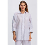 LIPARI - Camicia Oversize in Lino a Righe Grige