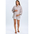 LIPARI - Camicia Premaman Oversize in Lino a Righe Marroni