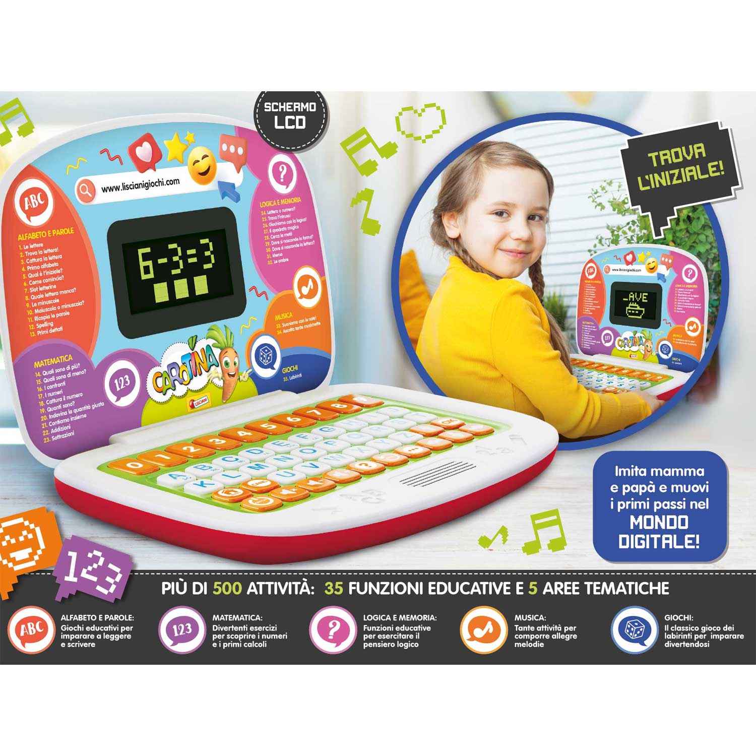 Lisciani - Carotina Laptop Educativo