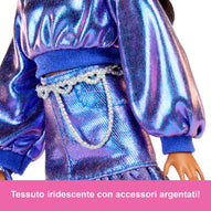 Mattel - Barbie Fashionista Deluxe Metallic Mora Con Vestito Azzurro JFP42