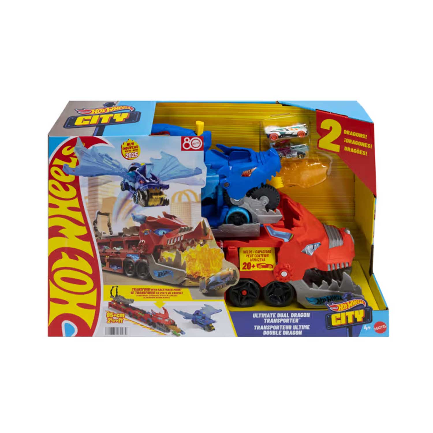 Mattel - Hot Wheels City Drago Trasportatore Trasformabile JBM72