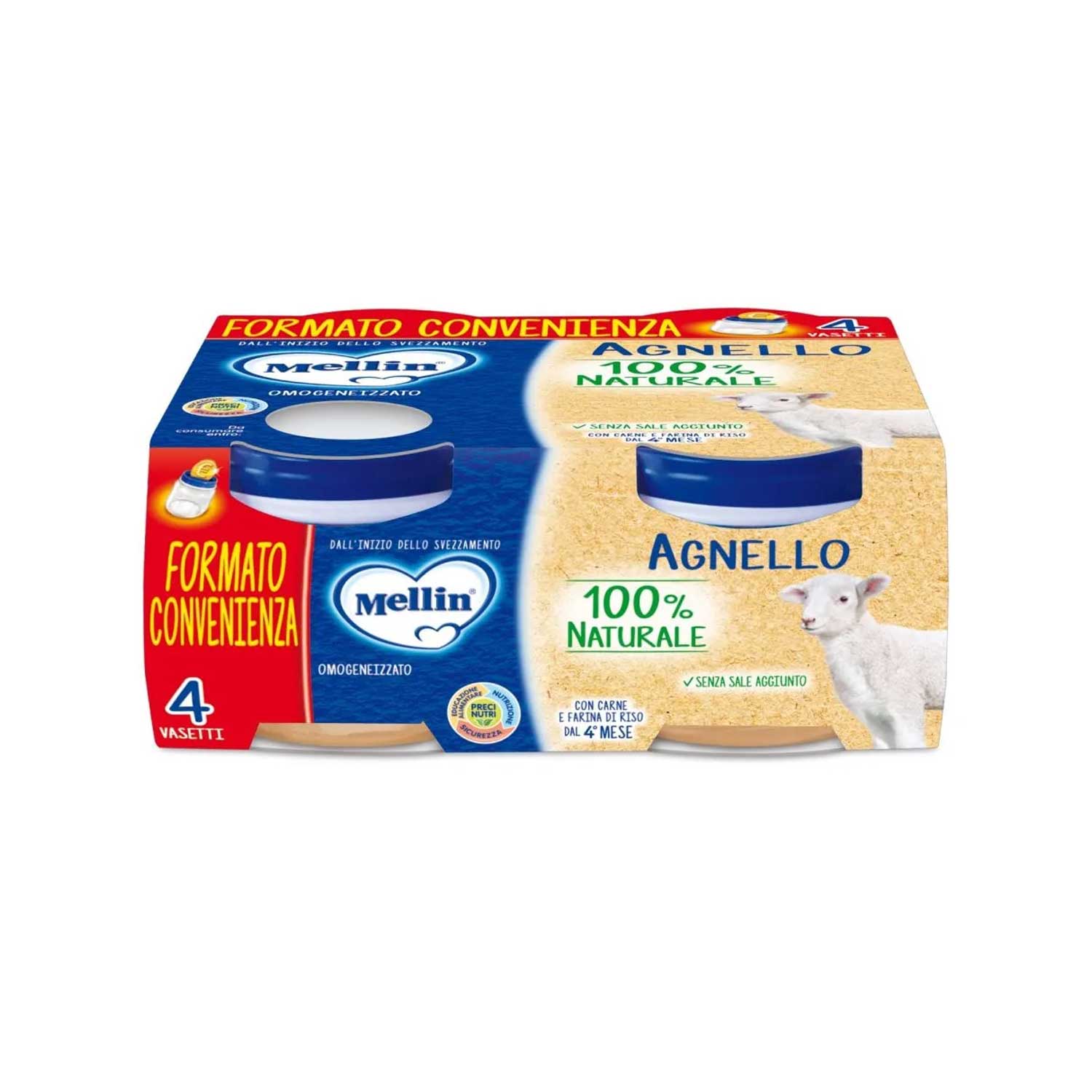 Mellin - Omogeneizzato Carne Agnello: Confezione 4x80 gr