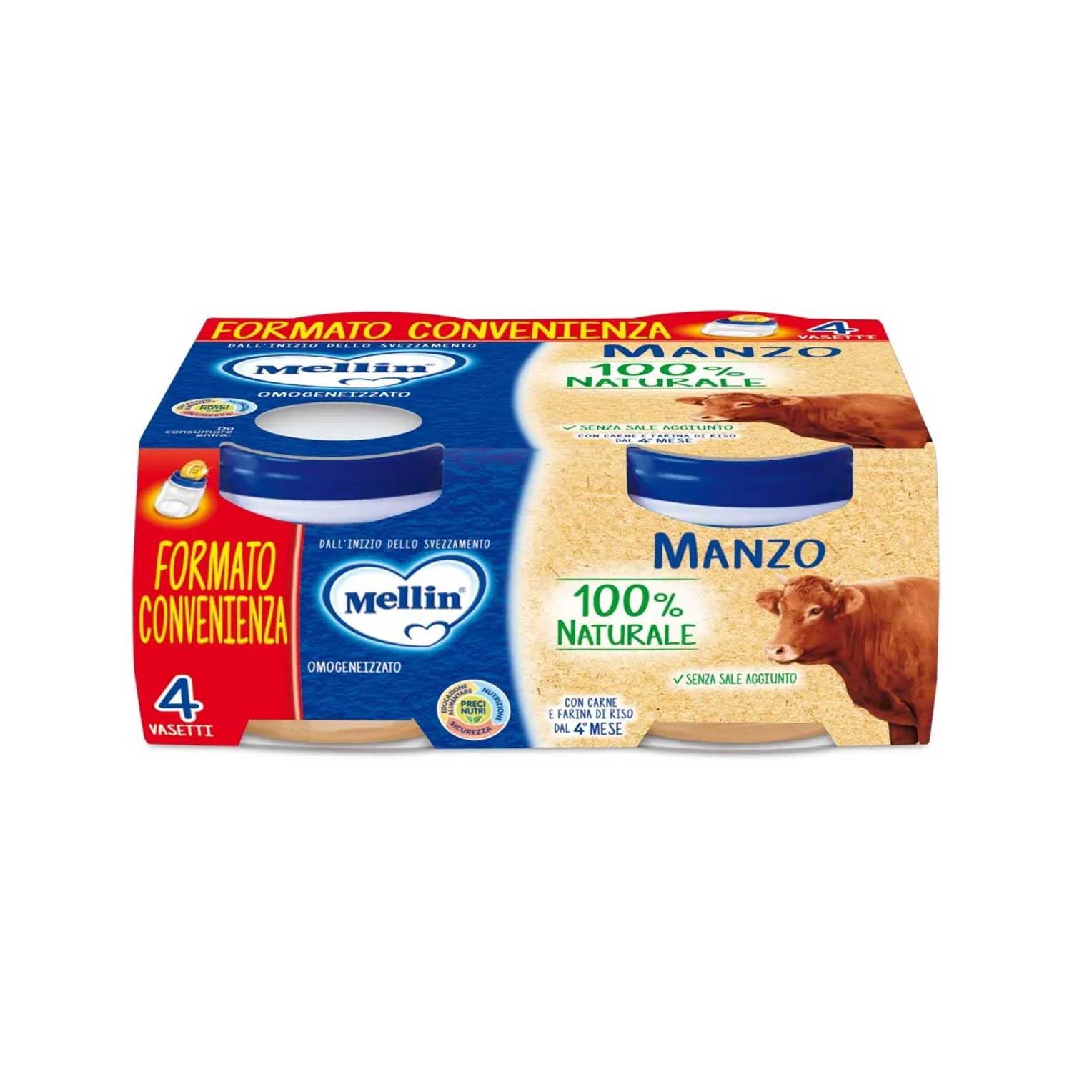 Mellin - Omogeneizzato Carne Manzo: Confezione 4x80 gr