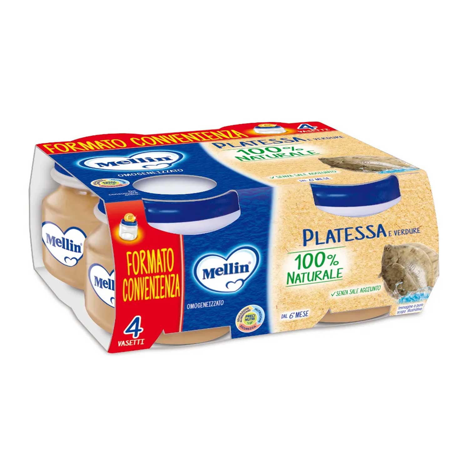 Mellin - Omogeneizzato Pesce Platessa: Confezione 4x80 gr