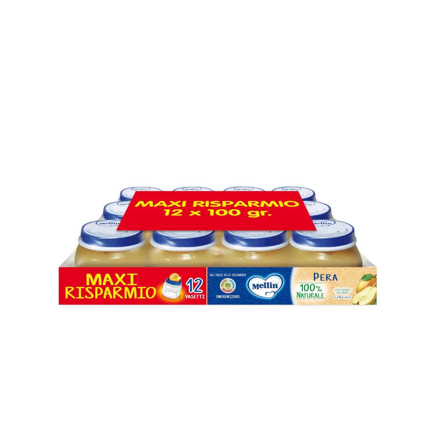 Mellin - Omogeneizzato Frutta Pera: Confezione 12x100 gr