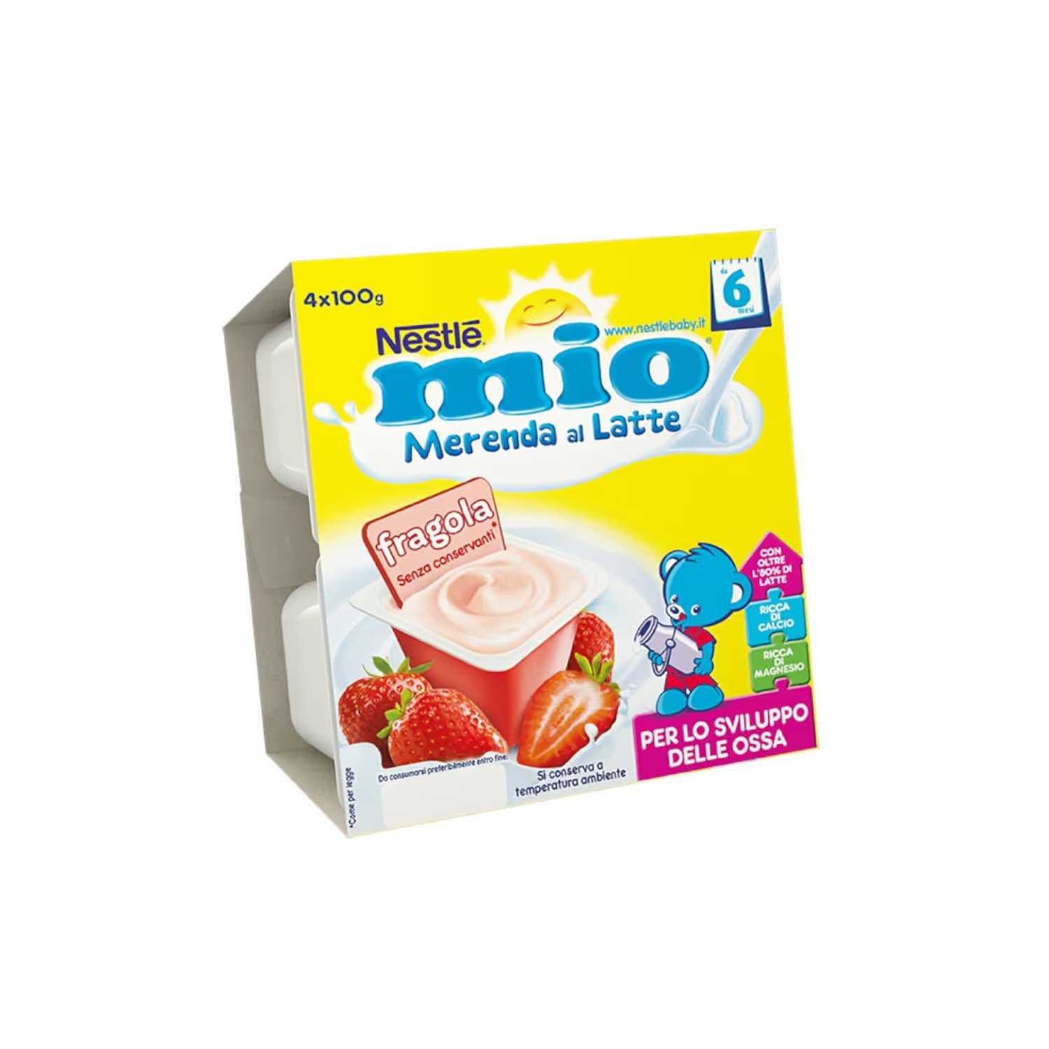 Nestlè - Merenda Lattea Fragola: Confezione 4x100 gr