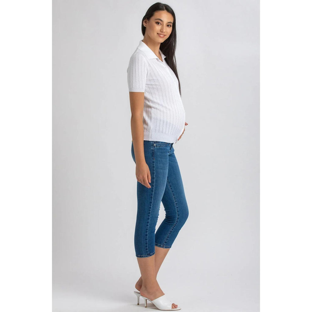 THALIA - Maglia Premaman Bianca con Colletto