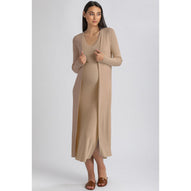 TULIP - Cardigan Premaman Marrone con Spacchi Laterali