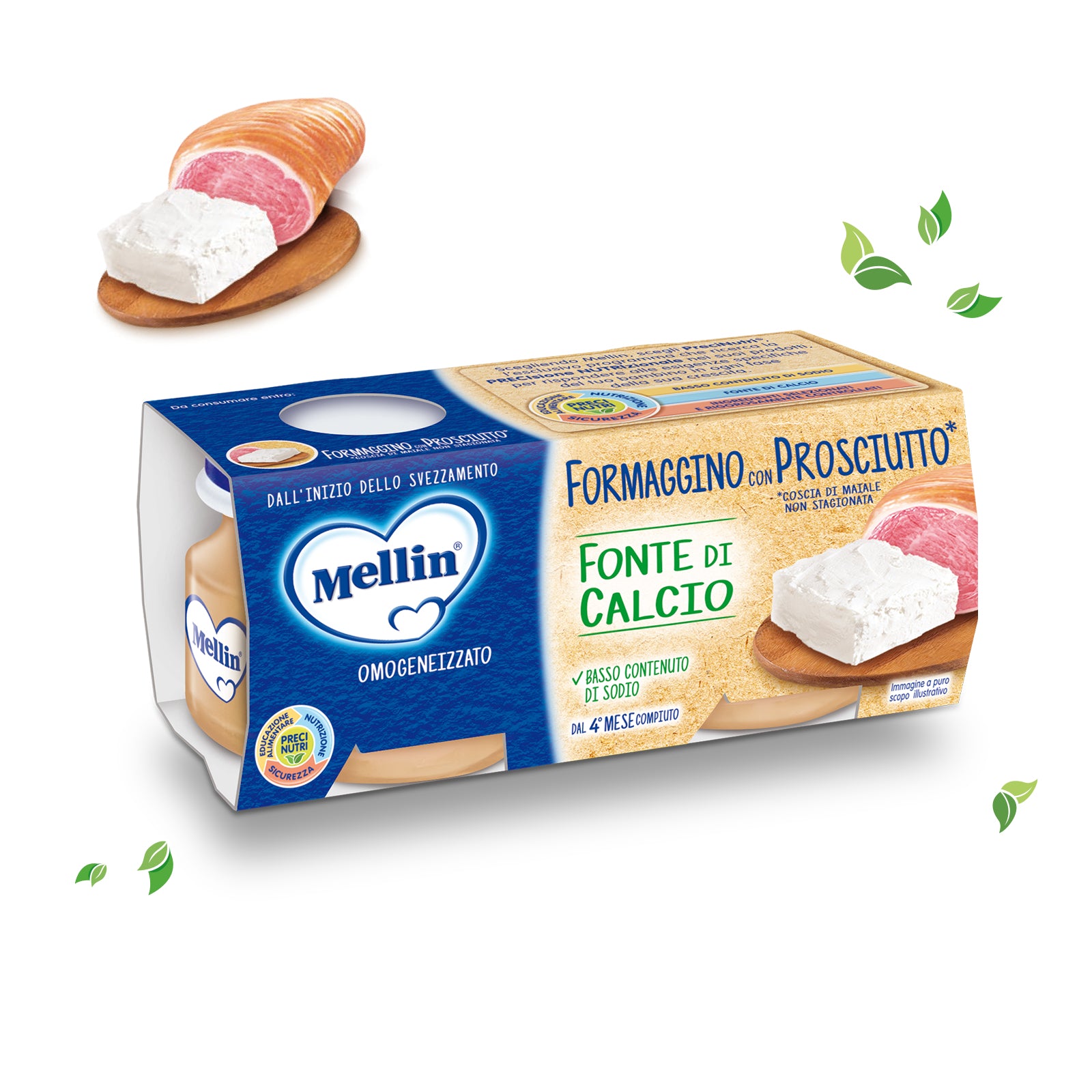 Mellin - Omogeneizzato Formaggino Prosciutto: Confezione 2x80 gr