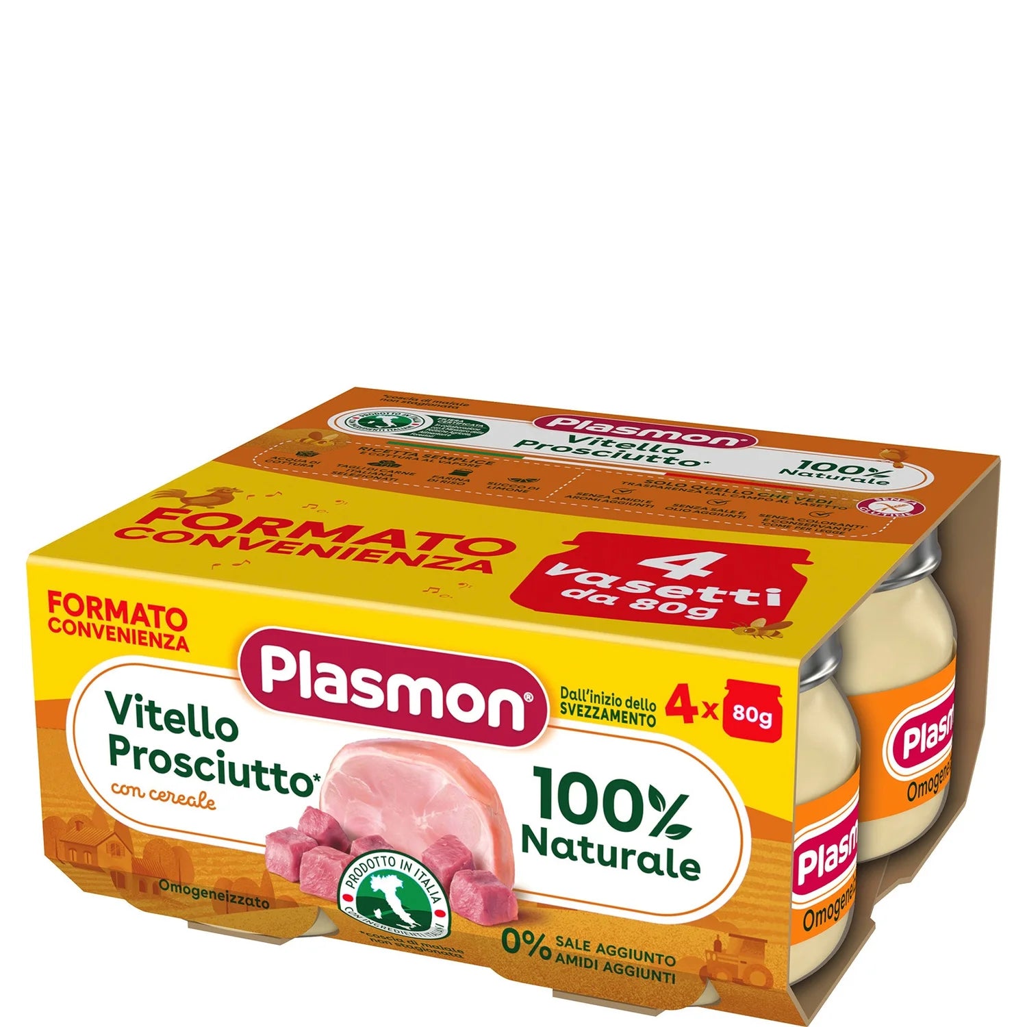 Plasmon - Omogeneizzato Carne Vitello Prosciutto: Confezione 4x80 gr