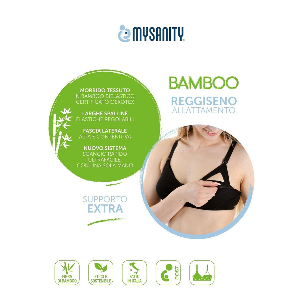 Mysanity - Reggiseno Allattamento Supporto Extra Coppa C Nero