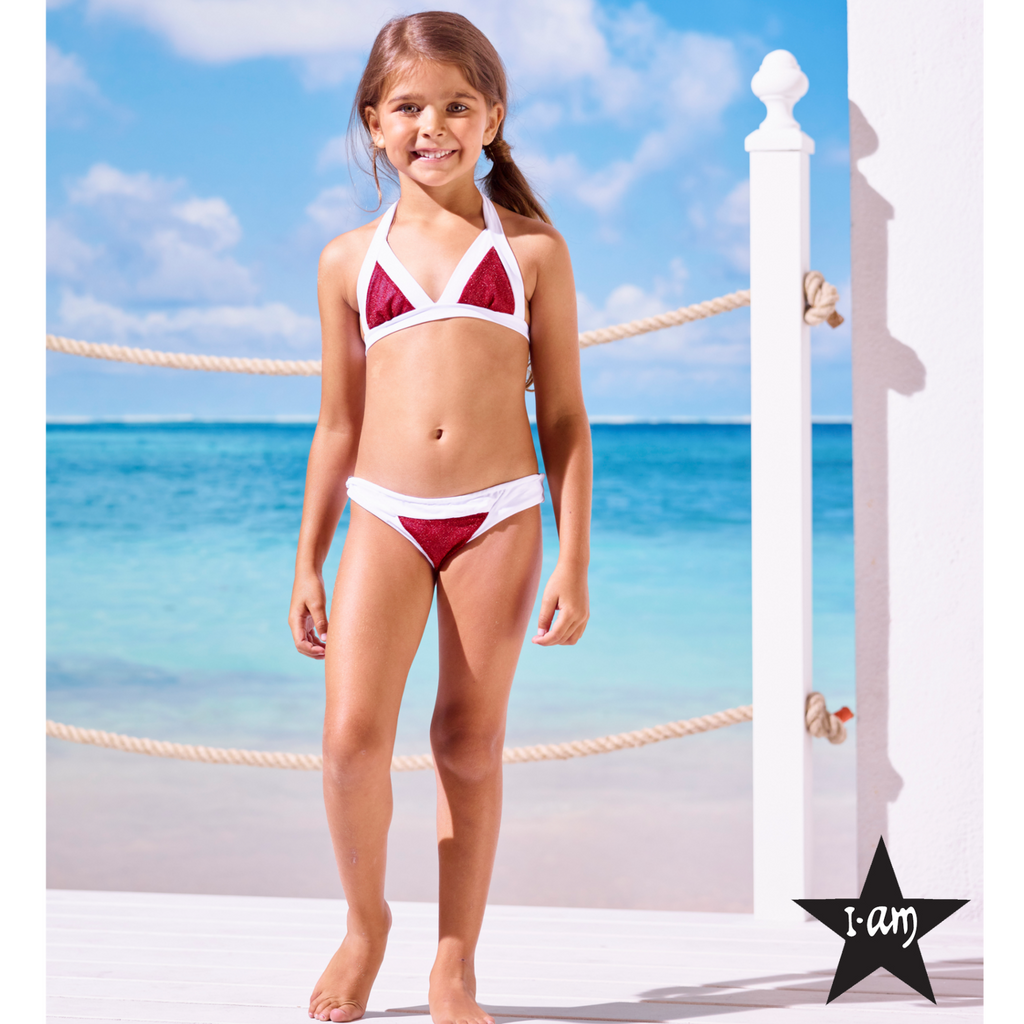 I Am Bikini - Bikini Triangolo Fucsia Glitter Bambina Junior