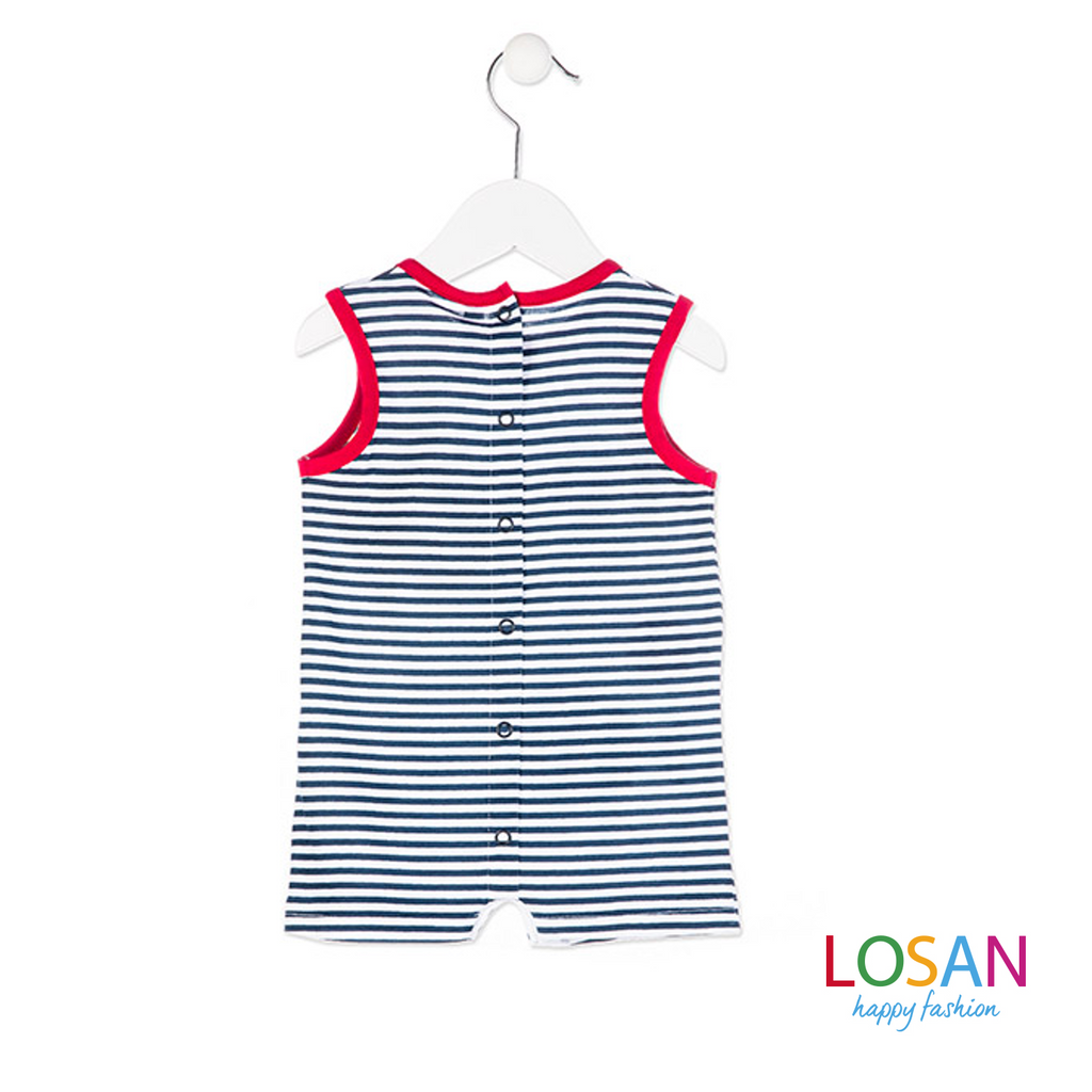 Losan - Sleeveless Baby Boy Romper Marine Color LAST SIZE 3-6 MONTHS