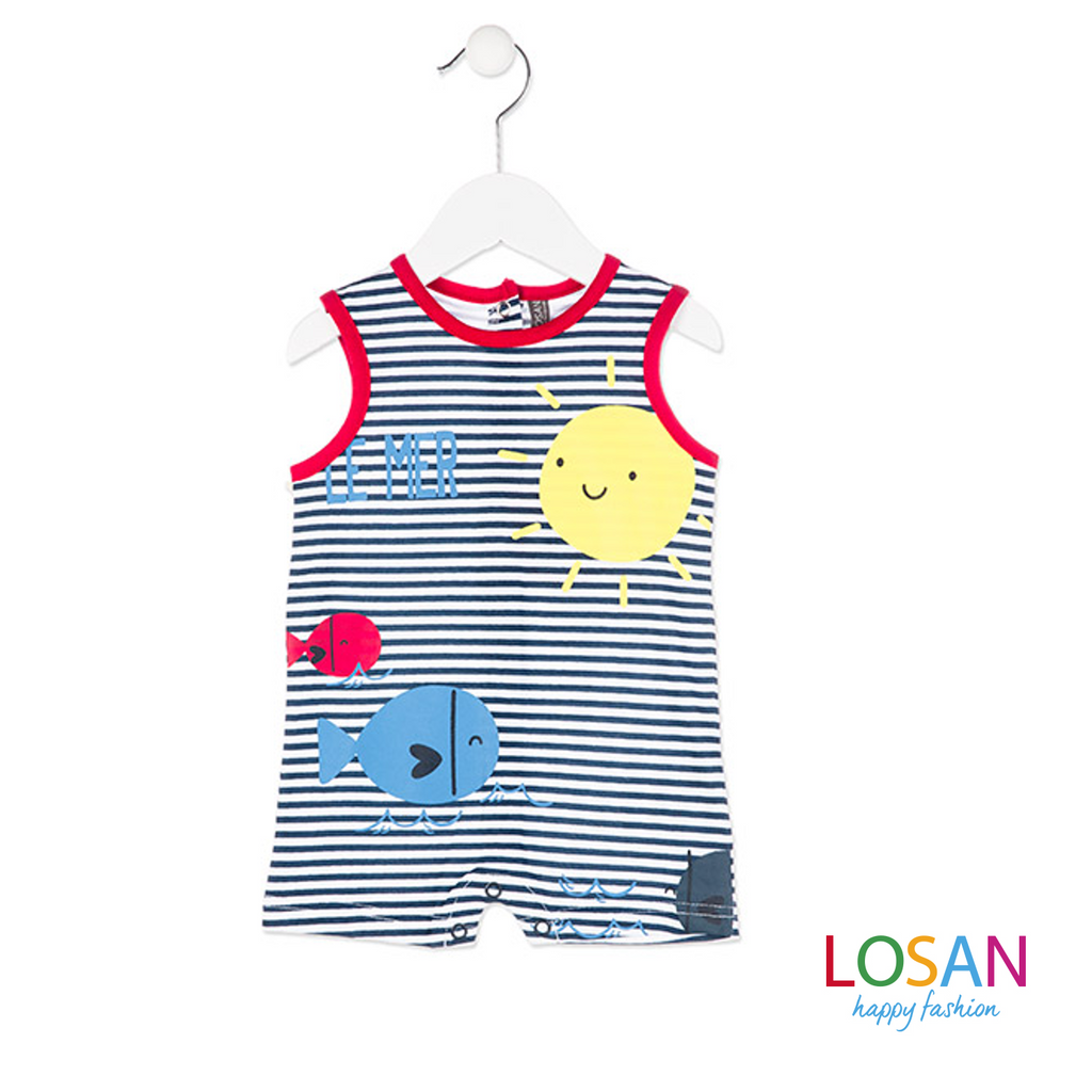 Losan - Sleeveless Baby Boy Romper Marine Color LAST SIZE 3-6 MONTHS