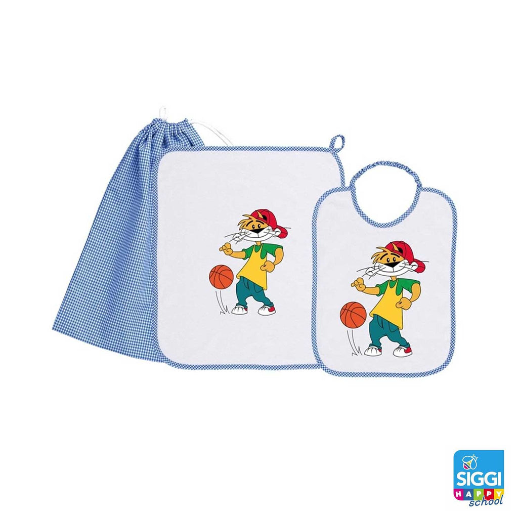 Siggi - Set Asilo Bimbo 3pz Asciugamano Sacchetta Bavaglino