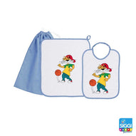 Siggi - Set Asilo Bimbo 3pz Asciugamano Sacchetta Bavaglino