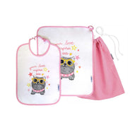 Siggi - Set Asilo Bimba 3pz Asciugamano Sacchetta Bavaglino